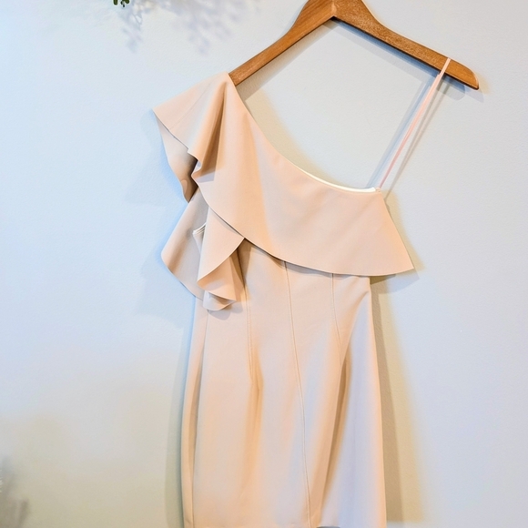 Elizabeth and James One-Shoulder Beige Dress - Picture 4 of 10